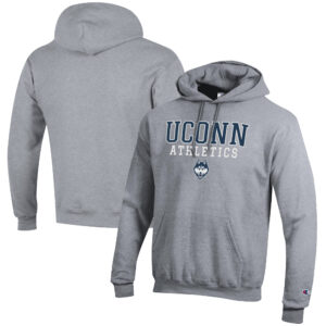 Men's Champion  Gray UConn Huskies Athletics Logo Stack Pullover Hoodie