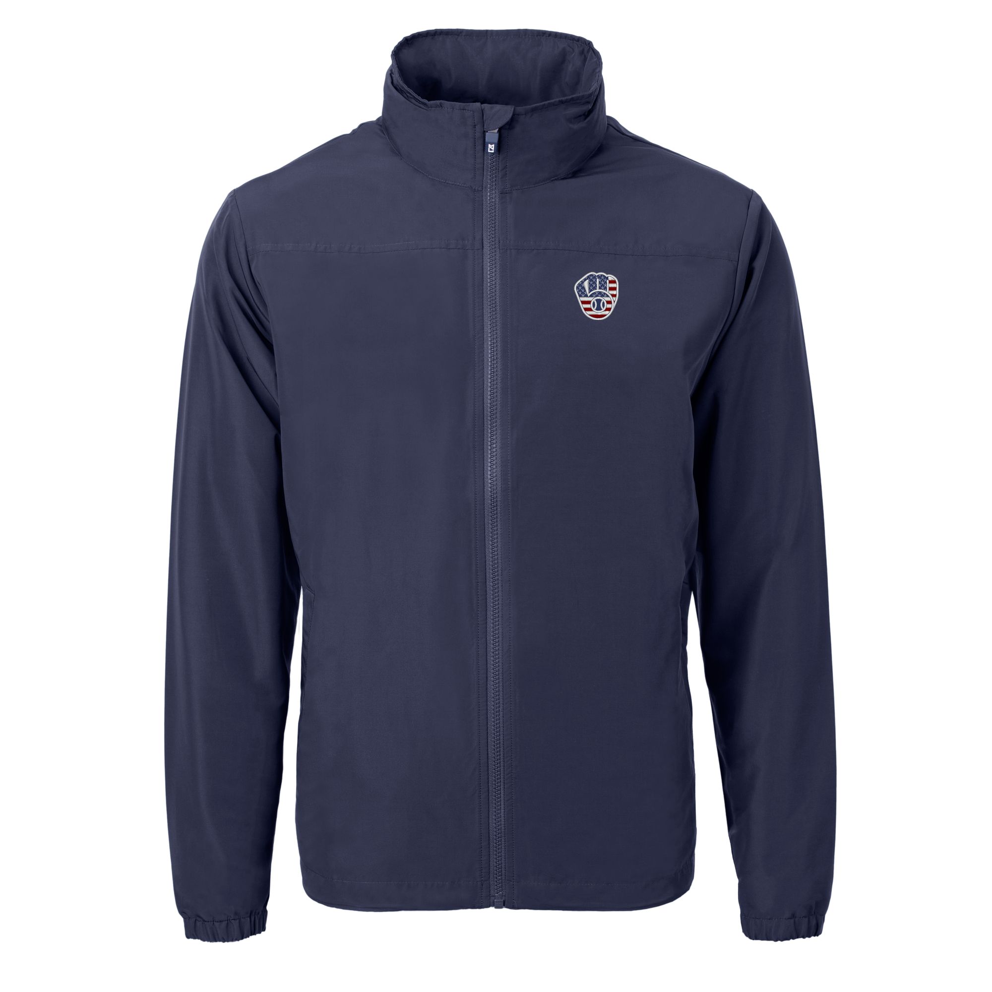 Men's Cutter & Buck Navy Milwaukee Brewers Americana Logo Charter Eco Knit Recycled Full-Zip Jacket - Image 3