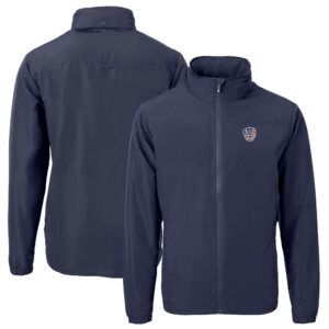 Men's Cutter & Buck  Navy Milwaukee Brewers Americana Logo Charter Eco Knit Recycled Full-Zip Jacket