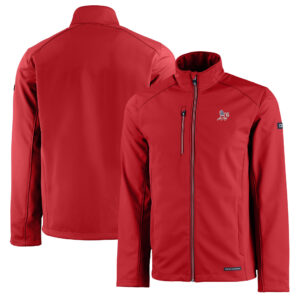 Men's Cutter & Buck Red Athletics Americana Logo Evoke Eco Softshell Recycled Full-Zip Jacket