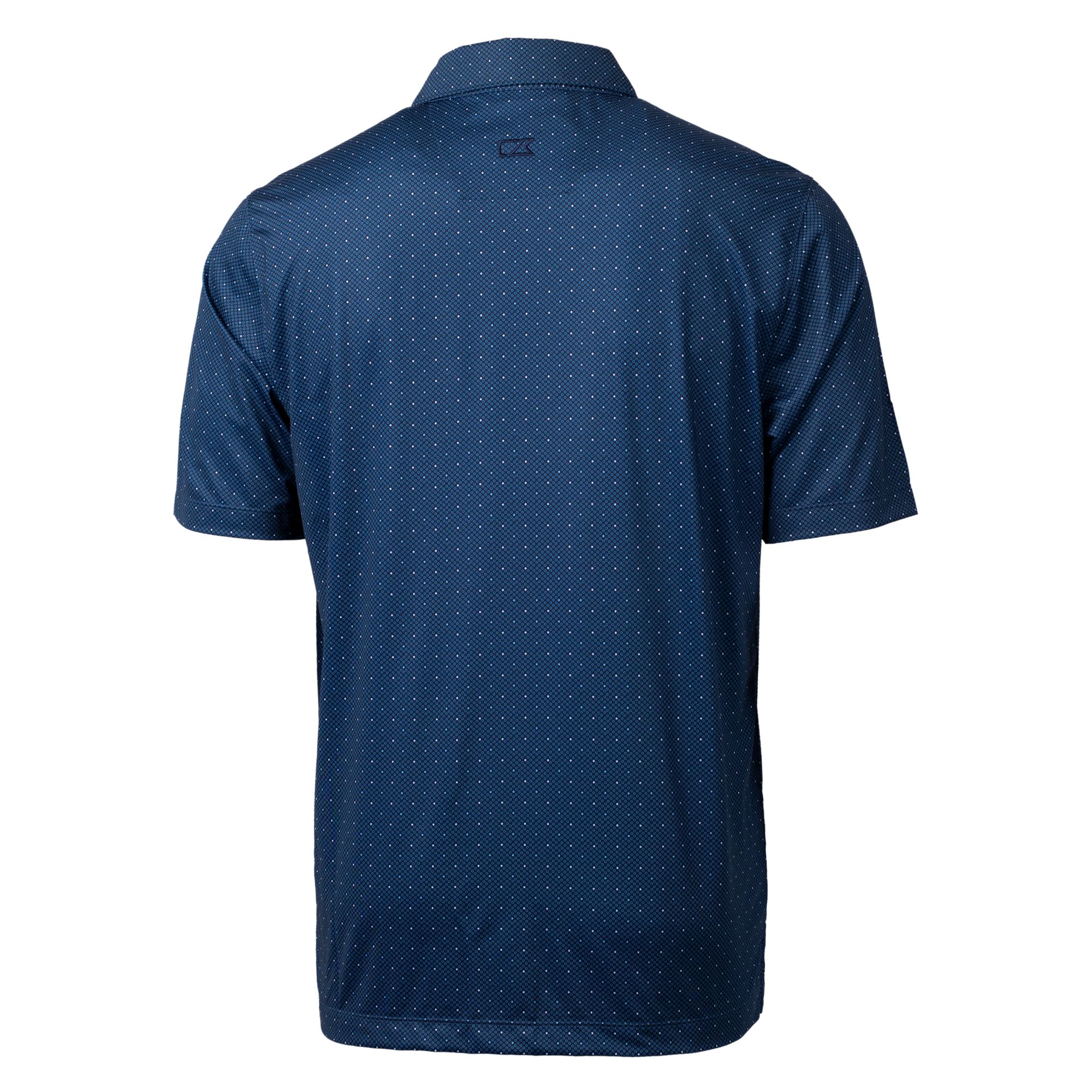 Men's Cutter & Buck Navy Denver Broncos Helmet Pike Double Dot Print Stretch Polo - Image 7