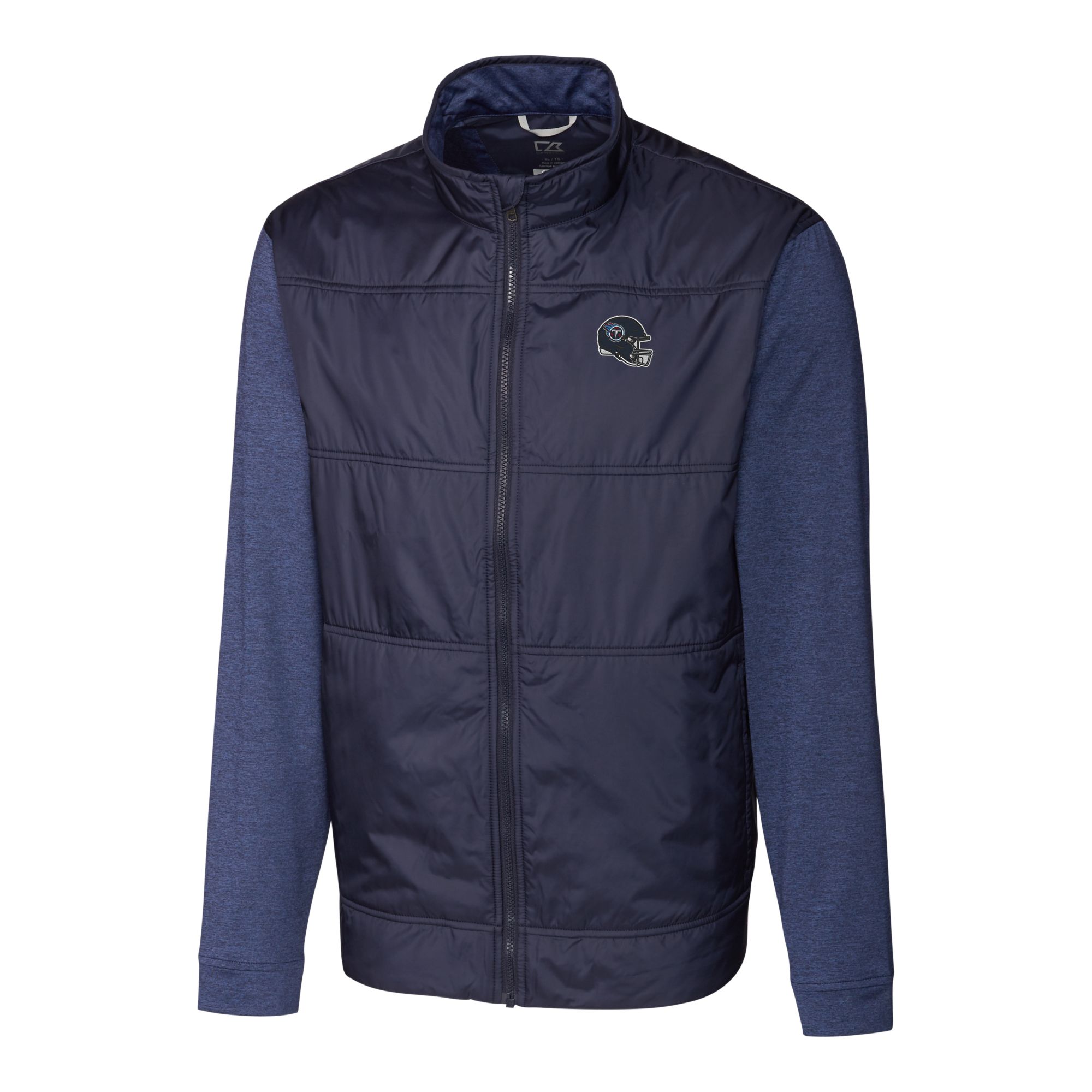 Men's Cutter & Buck Navy Tennessee Titans Helmet Stealth Hybrid Quilted Full-Zip Windbreaker Jacket - Image 3