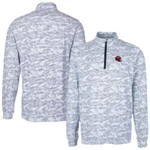 Men's Cutter & Buck  Charcoal Washington Commanders Helmet Traverse Camo Print Stretch Quarter-Zip Pullover Top