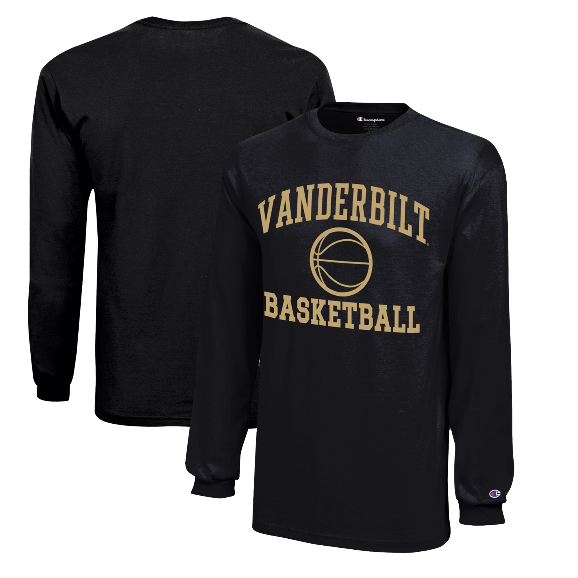 Youth Champion Black Vanderbilt Commodores Icon Logo Long Sleeve Basketball T-Shirt - Image 5