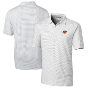 Men's Cutter & Buck  White Oklahoma State Cowboys Alumni Logo Forge Pencil Stripe Stretch DryTec Polo