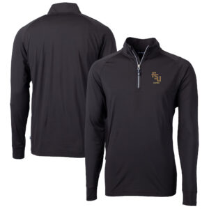 Men's Cutter & Buck  Black Florida State Seminoles Alumni Logo Adapt Eco Knit Stretch Recycled Quarter-Zip Pullover Top
