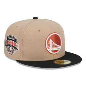 Men's New Era Tan/Black Burnt Orange Logo 2-Tone 59FIFTY Fitted Hat
