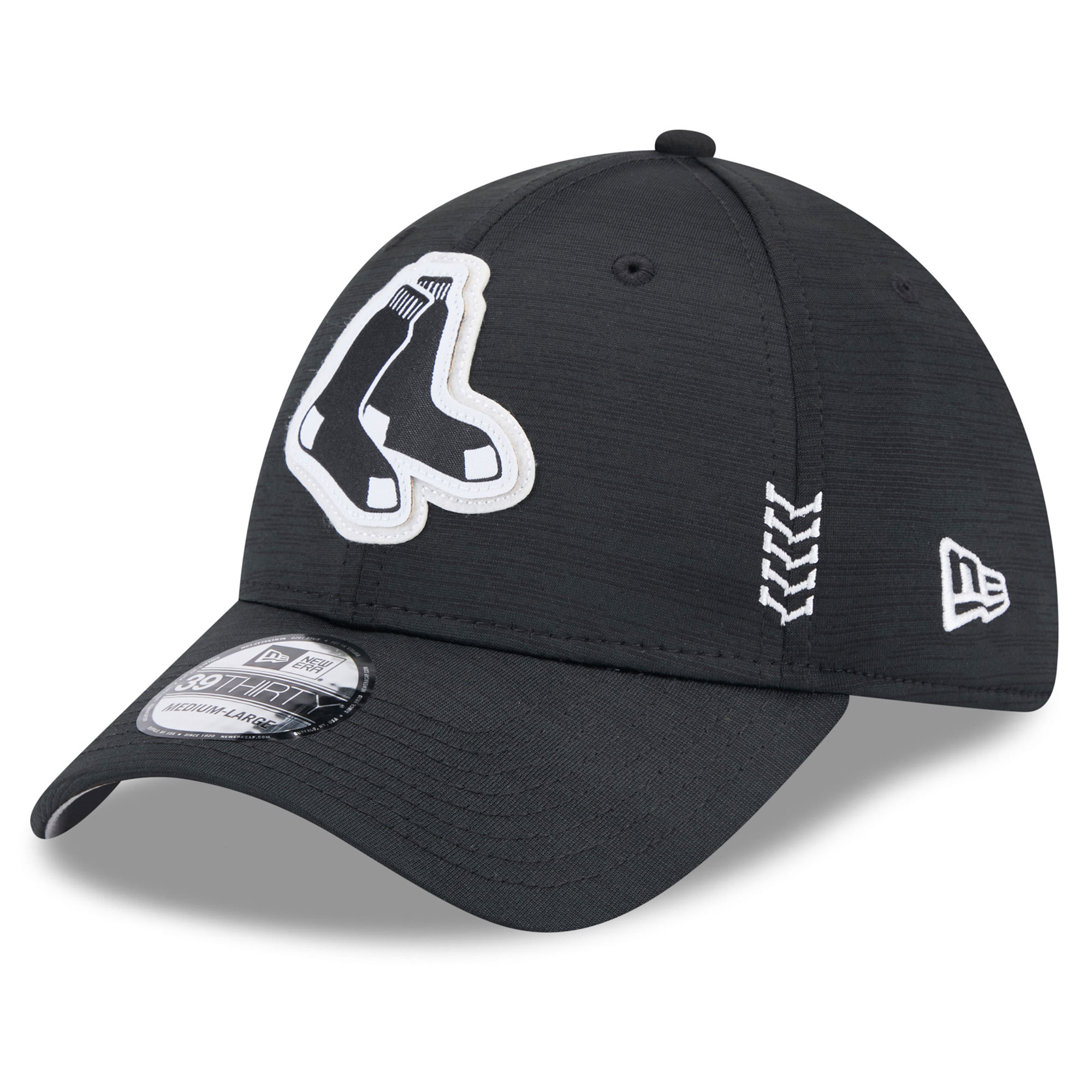 Men's New Era Black Boston Red Sox 2024 Clubhouse 39THIRTY Flex Fit Hat - Image 5