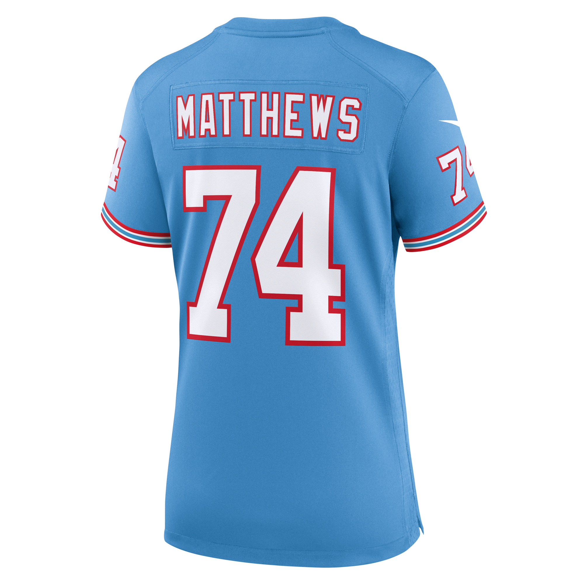 Women's Nike Bruce Matthews Light Blue Tennessee Titans Oilers Throwback Retired Player Game Jersey - Image 7