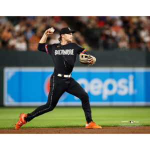 Gunnar Henderson Baltimore Orioles Unsigned Black Jersey Throw Photograph