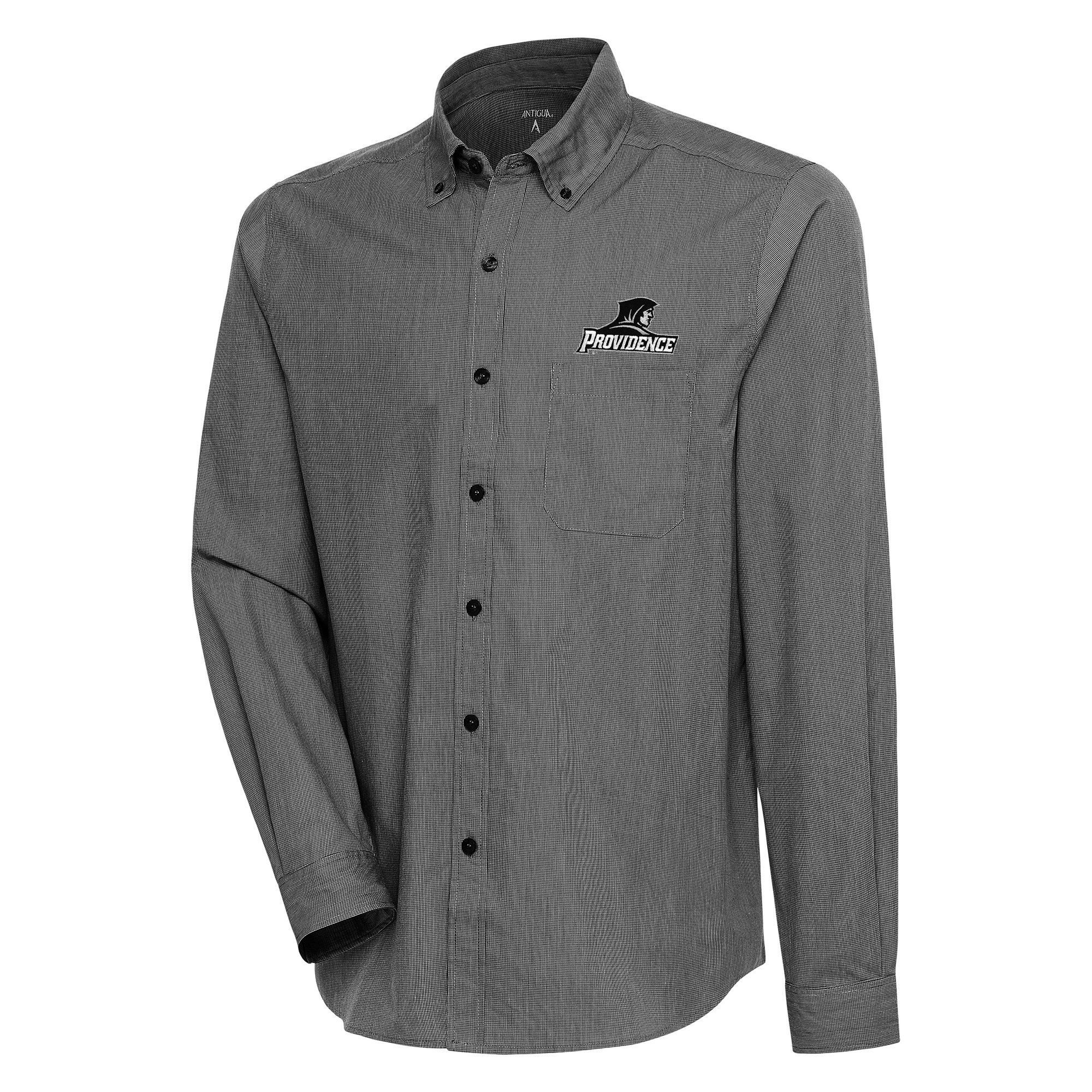 Men's Antigua Black/White Providence Friars Compression Long Sleeve Button-Down Shirt