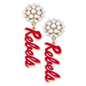 Women's Ole Miss Rebels Pearl Cluster Enamel Drop Earrings