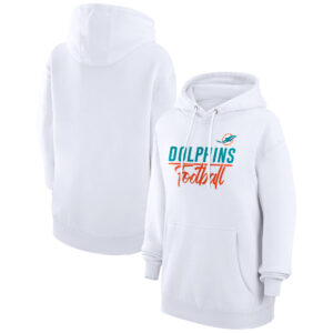 Women's G-III 4Her by Carl Banks  White Miami Dolphins Graphic Fleece Pullover Hoodie