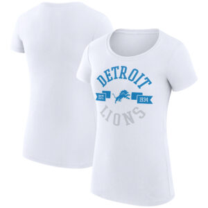 Women's G-III 4Her by Carl Banks White Detroit Lions City Team Graphic Lightweight Fitted Crewneck T-Shirt