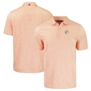 Men's Cutter & Buck  Orange Miami Dolphins Throwback Big & Tall Pike Eco Symmetry Print Stretch Recycled Polo