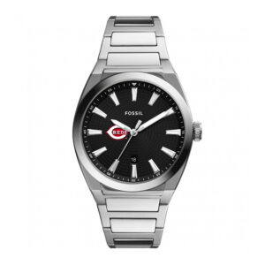 Men's Fossil Black Cincinnati Reds Everett Stainless Steel Watch