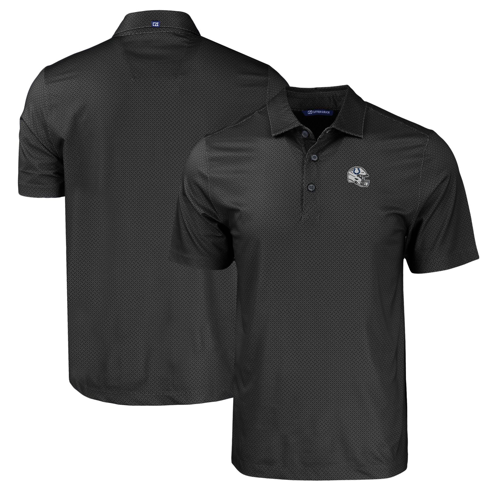 Men's Cutter & Buck Black Indianapolis Colts Helmet Big & Tall Pike Eco Tonal Geo Print Stretch Recycled Polo - Image 5