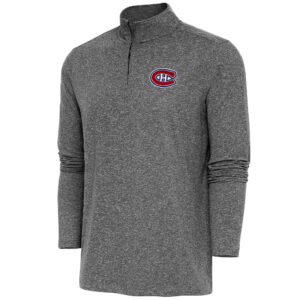 Men's Antigua  Heather Black Montreal Canadiens Hunk Quarter-Zip Pullover Top