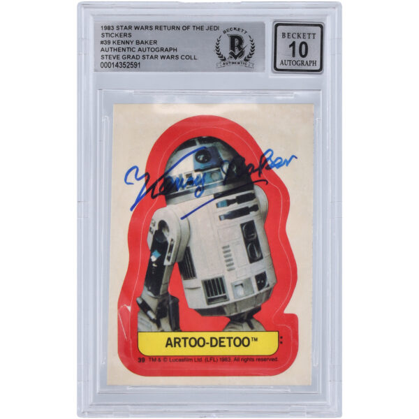 Kenny Baker Star Wars Autographed 1983 Topps Return of the Jedi Sticker #39 BGS Authenticated 10 Card