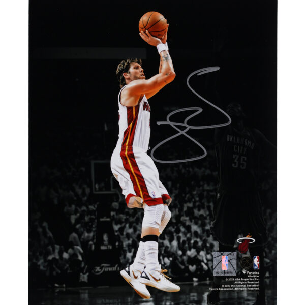 Mike Miller Miami Heat Autographed 8" x 10" 2012 NBA Finals Game 5 Shot Vs. Oklahoma City Thunder Spotlight Photograph