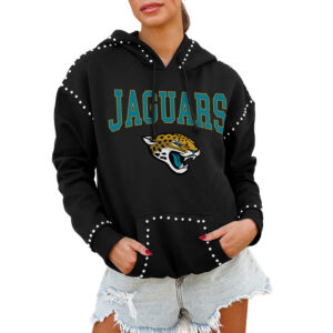 Women's Gameday Couture Black Jacksonville Jaguars Catch the Vibe Studded Pullover Hoodie