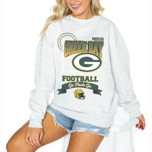 Women's Gameday Couture Ash Green Bay Packers Run the Show Pullover Sweatshirt