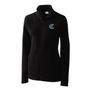 Women's Cutter & Buck  Black Charlotte Knights Clique Summit Performance Fleece Raglan Full-Zip Jacket