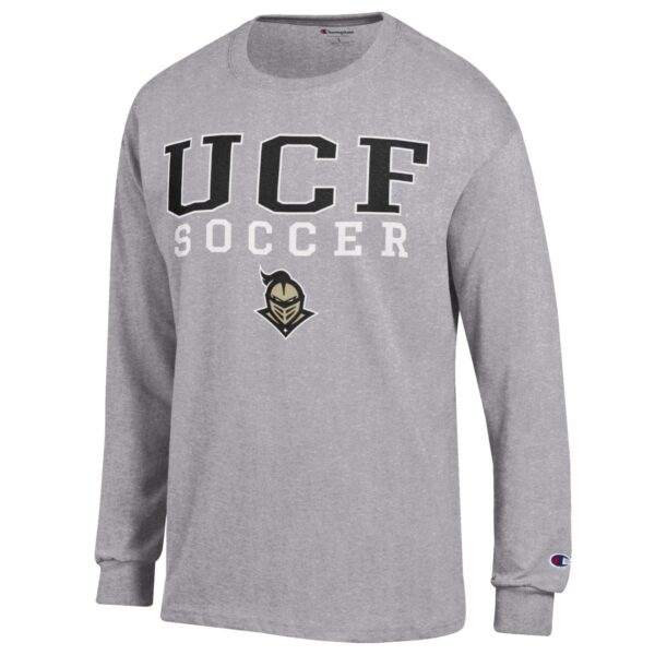 Men's Champion Heather Gray UCF Knights Soccer Stacked Logo Long Sleeve T-Shirt - Image 6