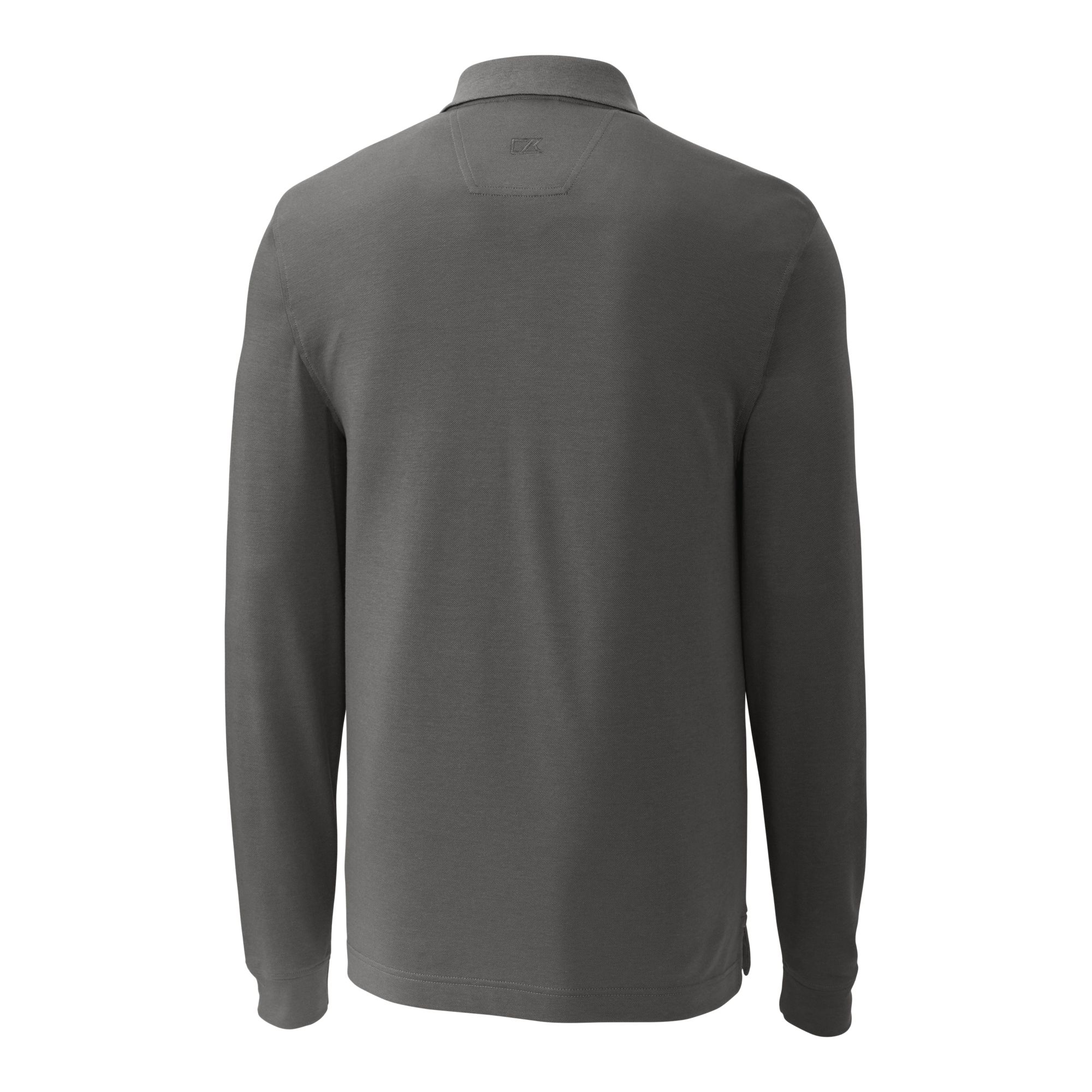 Men's Cutter & Buck Gray Gwinnett Stripers DryTec Advantage Tri-Blend Pique Long Sleeve Polo - Image 7
