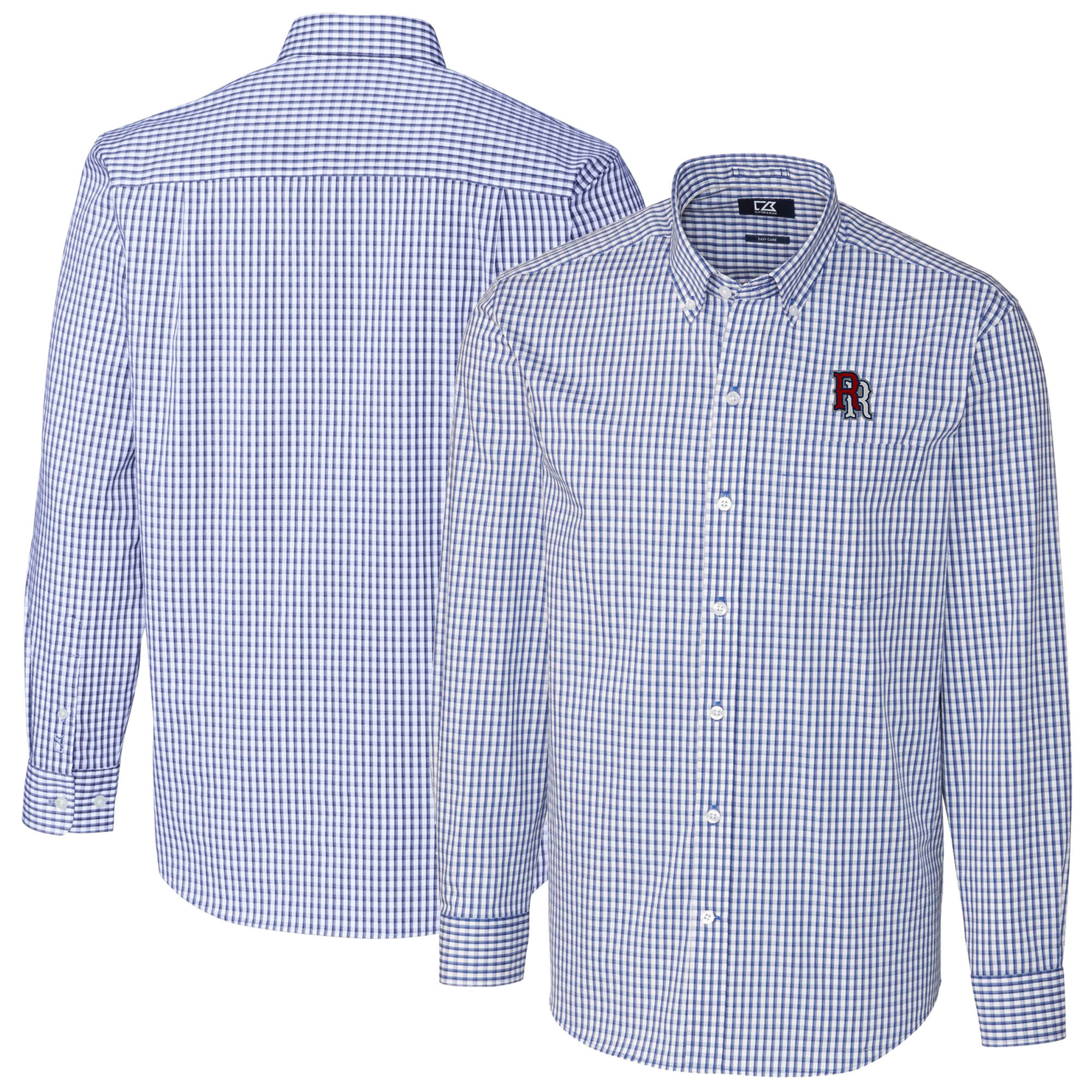 Men's Cutter & Buck Blue Round Rock Express Easy Care Stretch Gingham Long Sleeve Button-Down Shirt - Image 2