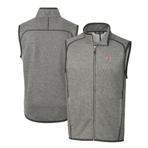 Men's Cutter & Buck Heather Gray Birmingham Barons Mainsail Sweater-Knit Full-Zip Vest