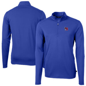 Men's Cutter & Buck Blue Buffalo Bisons Virtue Eco Pique Recycled Quarter-Zip Pullover Top