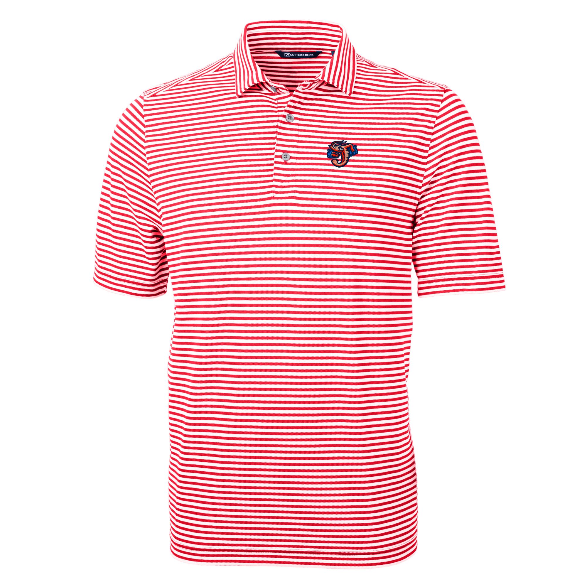 Men's Cutter & Buck Red Jacksonville Jumbo Shrimp DryTec Virtue Eco Pique Stripe Recycled Polo - Image 7