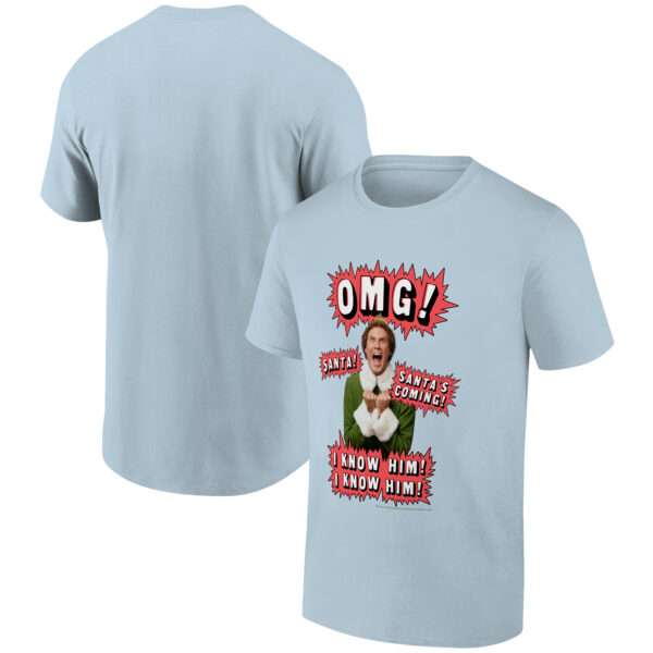 Men's Ripple Junction Light Blue Elf OMG! Holiday Graphic T-Shirt - Image 4