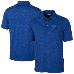 Men's Cutter & Buck Blue Tulsa Drillers Big & Tall DryTec Advantage Tri-Blend Space Dye Polo