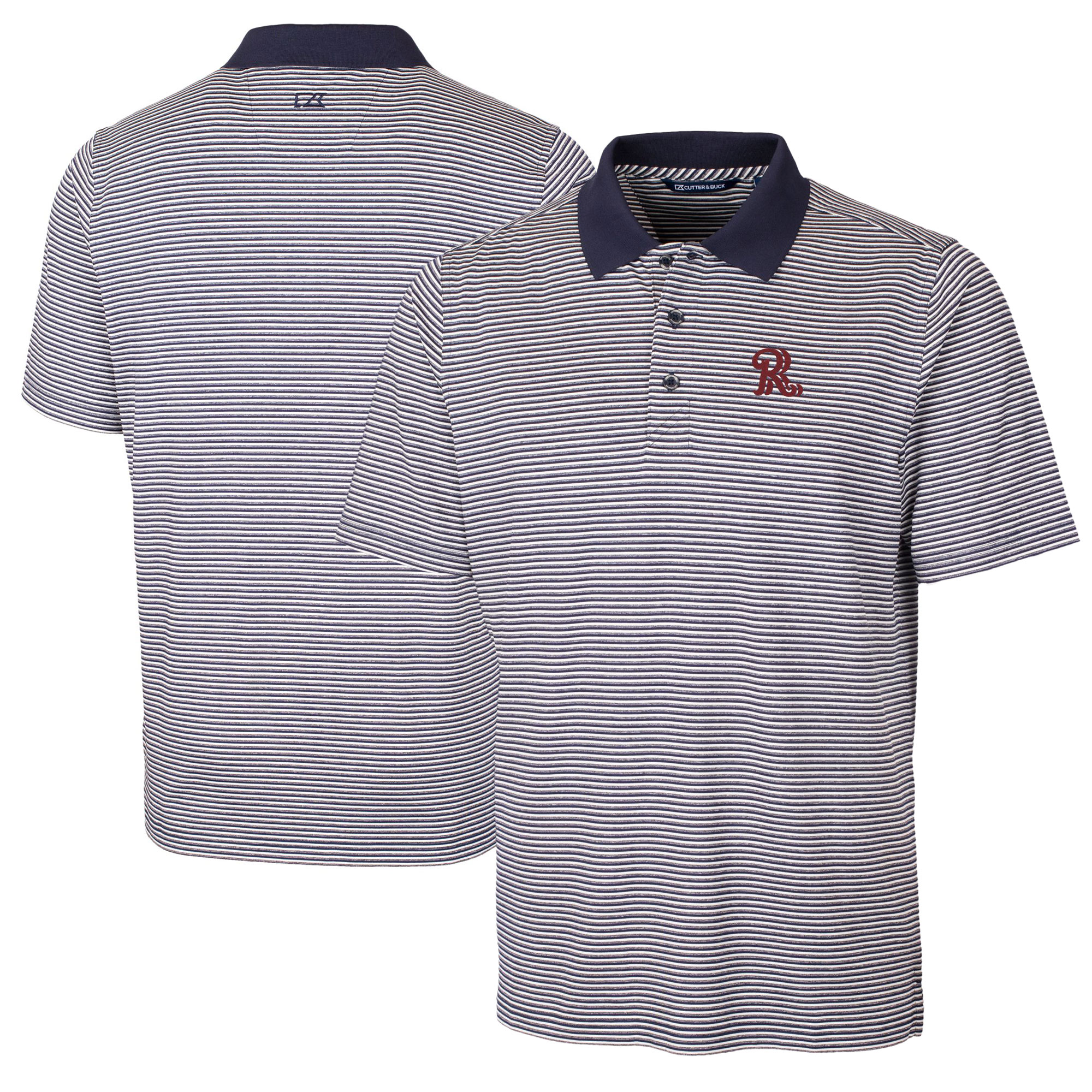Men's Cutter & Buck Navy Frisco RoughRiders Big & Tall Forge Tonal Stripe Stretch Polo