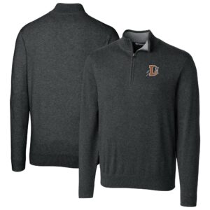 Men's Cutter & Buck Heather Charcoal Durham Bulls Big & Tall Lakemont Tri-Blend Quarter-Zip Pullover Sweater