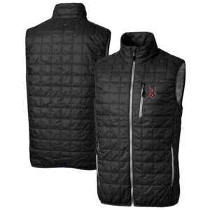 Men's Cutter & Buck  Black Indianapolis Indians Rainier PrimaLoft Big & Tall Eco Insulated Full-Zip Puffer Vest