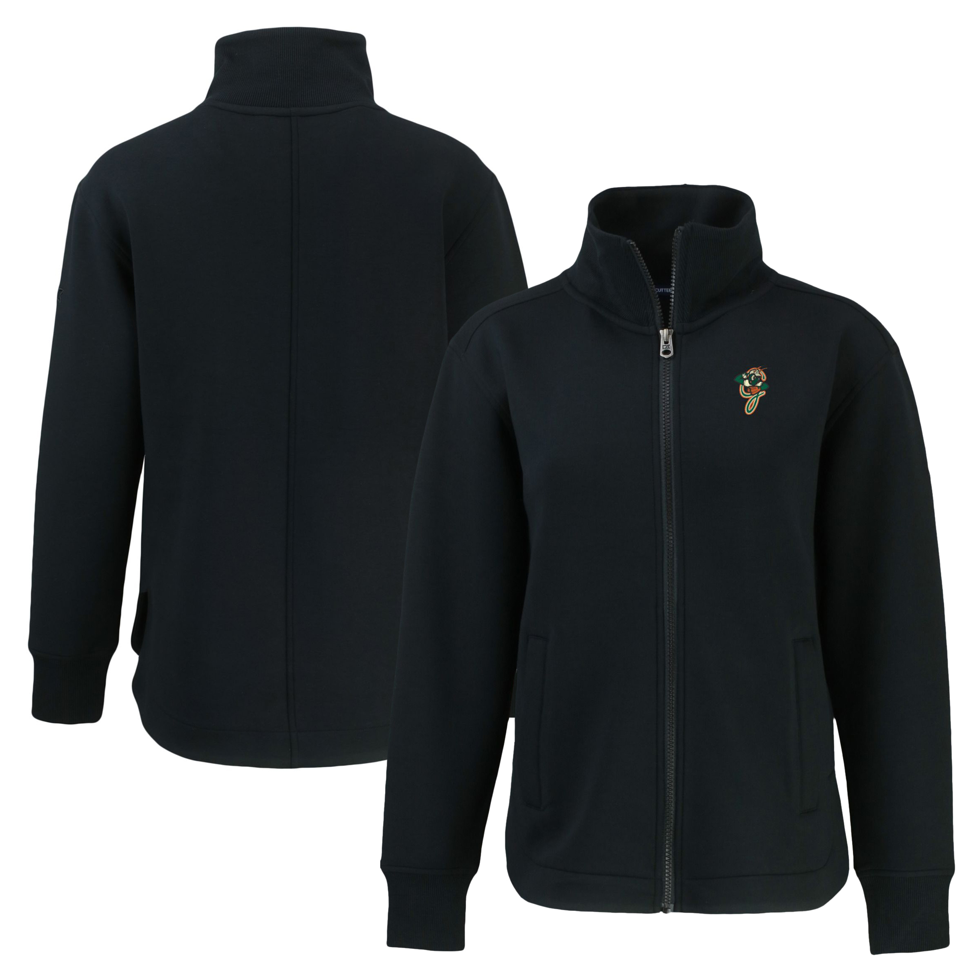 Women's Cutter & Buck Black Greensboro Grasshoppers Roam Eco Recycled Full-Zip Jacket