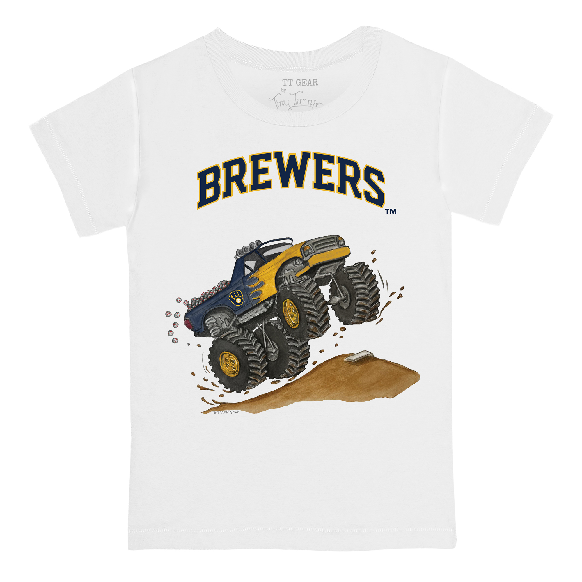 Infant Tiny Turnip White Milwaukee Brewers Monster Truck T-Shirt - Image 6