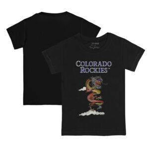 Infant Tiny Turnip Black Colorado Rockies 2024 Year of the Dragon T-Shirt