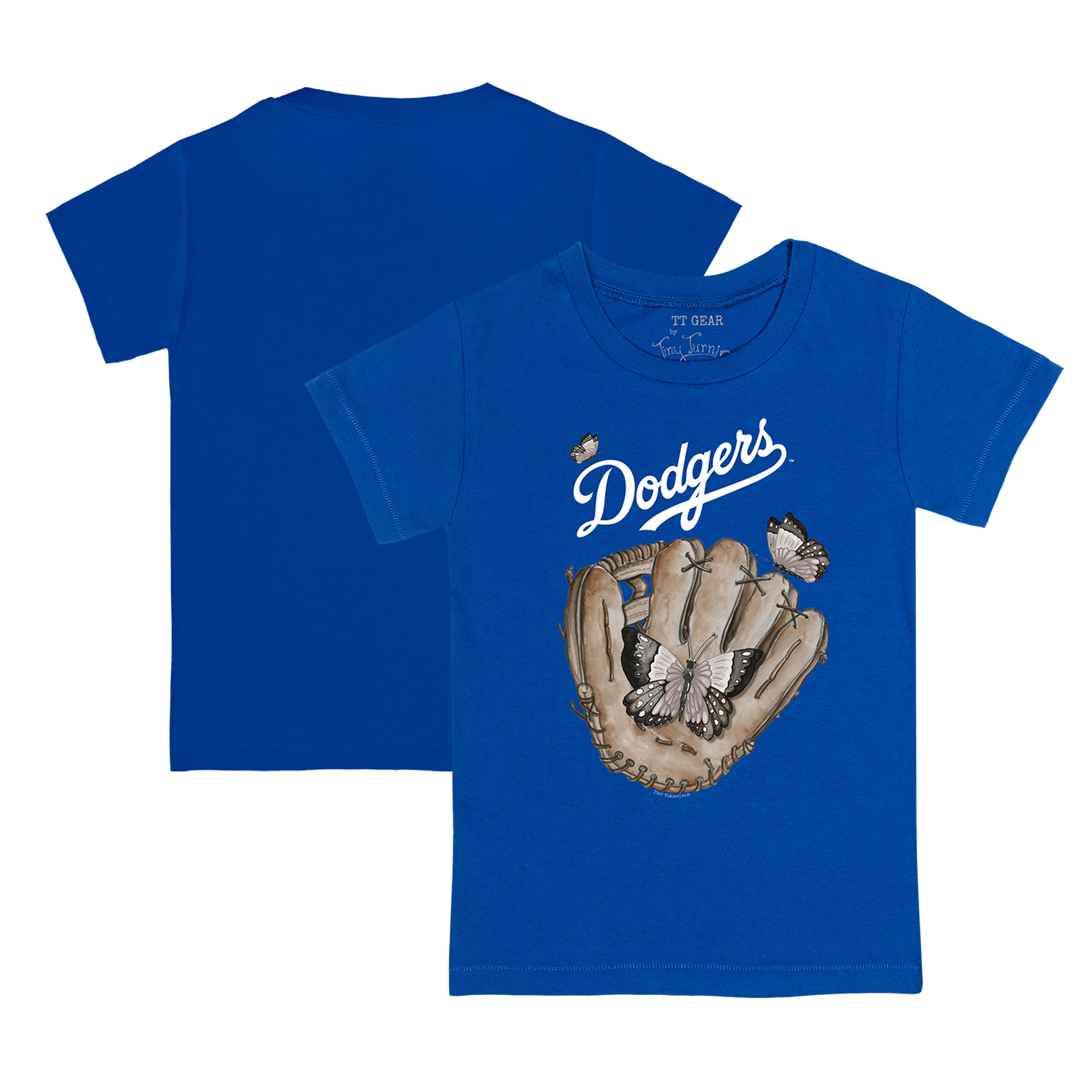 Toddler Tiny Turnip Royal Los Angeles Dodgers Butterfly Glove T-Shirt - Image 5