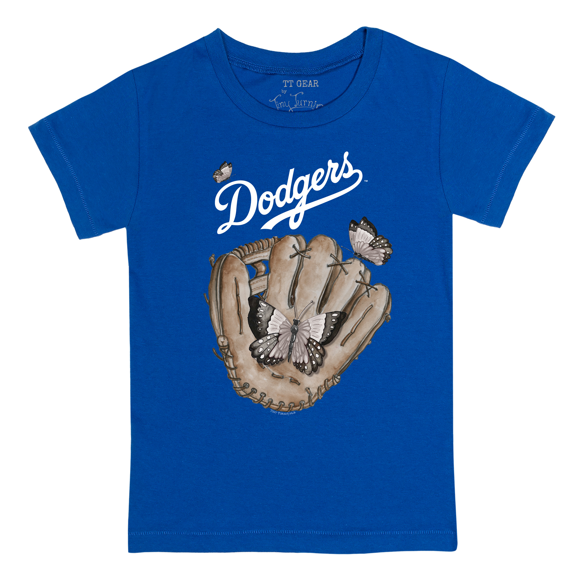 Toddler Tiny Turnip Royal Los Angeles Dodgers Butterfly Glove T-Shirt - Image 3