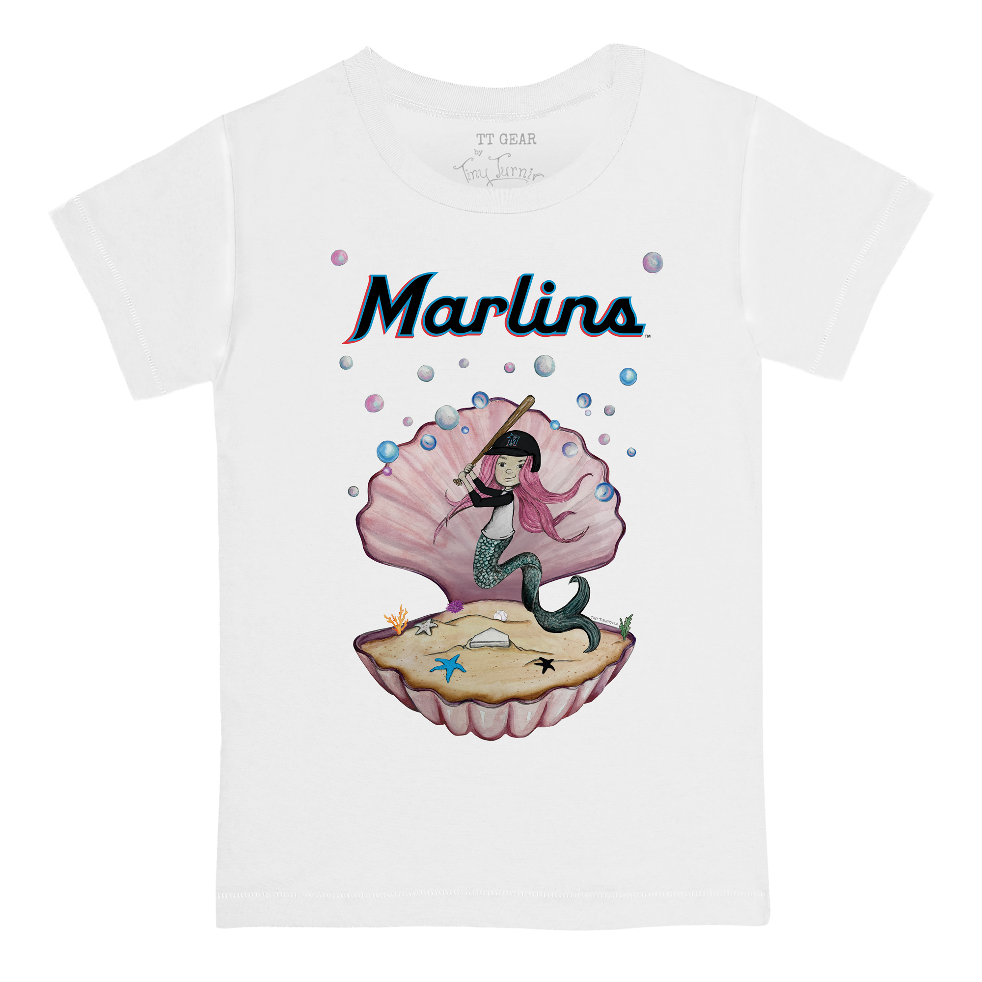 Youth Tiny Turnip White Miami Marlins Mermaid T-Shirt - Image 3