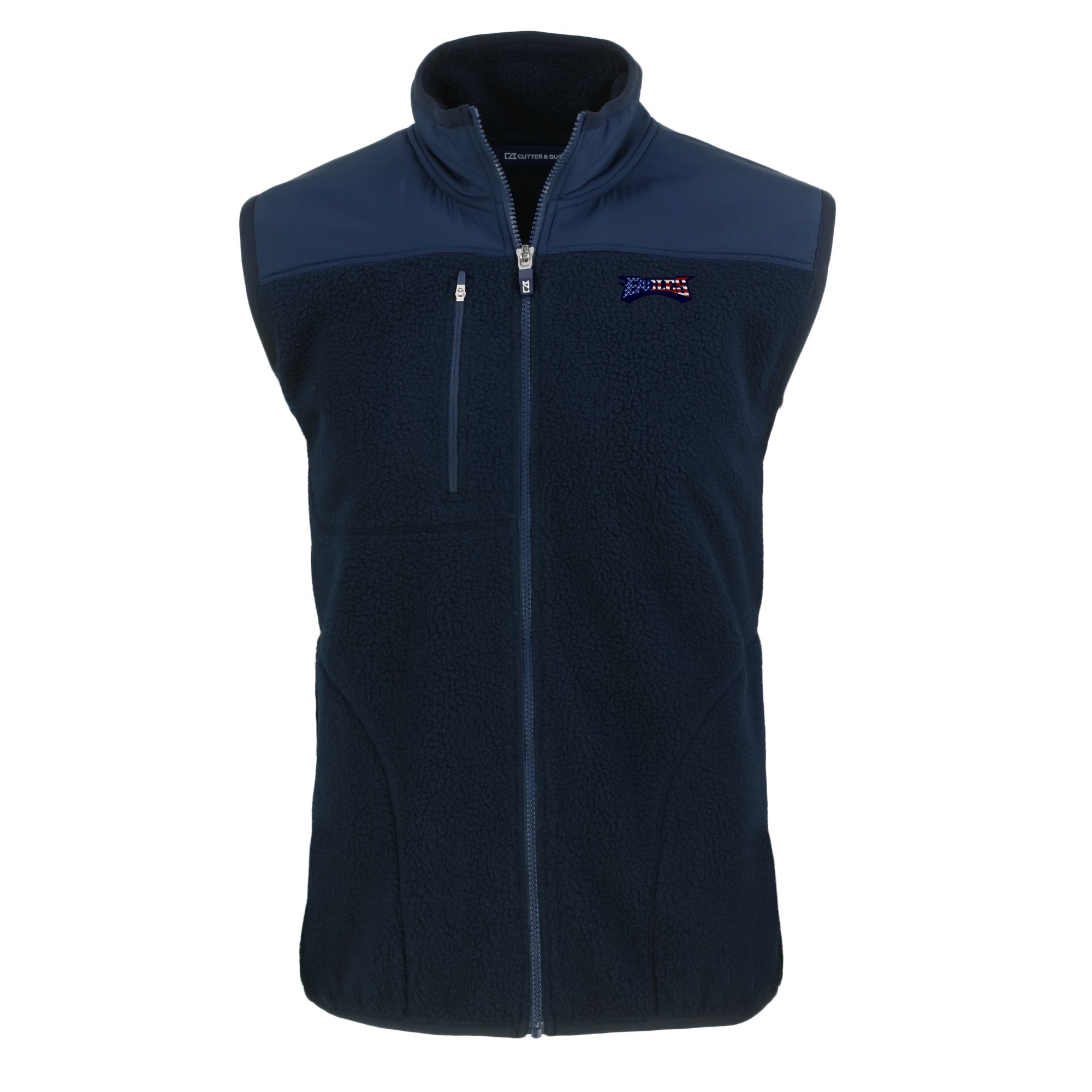 Men's Cutter & Buck Navy Philadelphia Eagles Americana Cascade Eco Sherpa Fleece Full-Zip Vest - Image 6