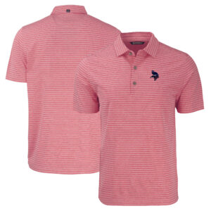 Men's Cutter & Buck Heather Red Minnesota Vikings  Americana Forge Eco Heather Stripe Stretch Recycled Polo