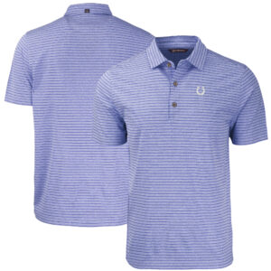 Men's Cutter & Buck Heather Royal Indianapolis Colts  Forge Eco Heathered Stripe Stretch Recycled Polo