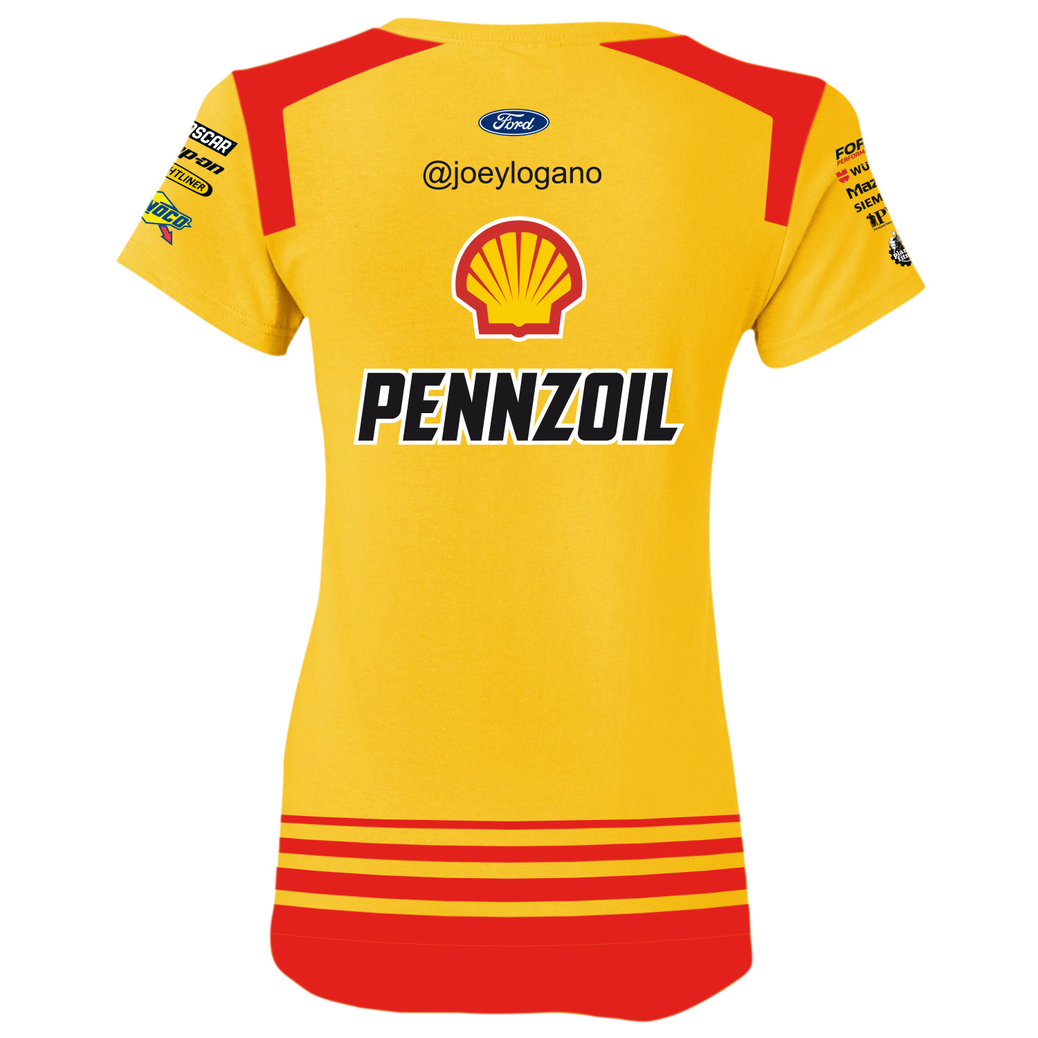 Women's Team Penske Yellow/Red Joey Logano Shell-Pennzoil Uniform T-Shirt - Image 7