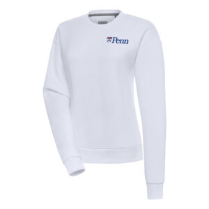 Women's Antigua White Pennsylvania Quakers Victory Crewneck Pullover Sweatshirt