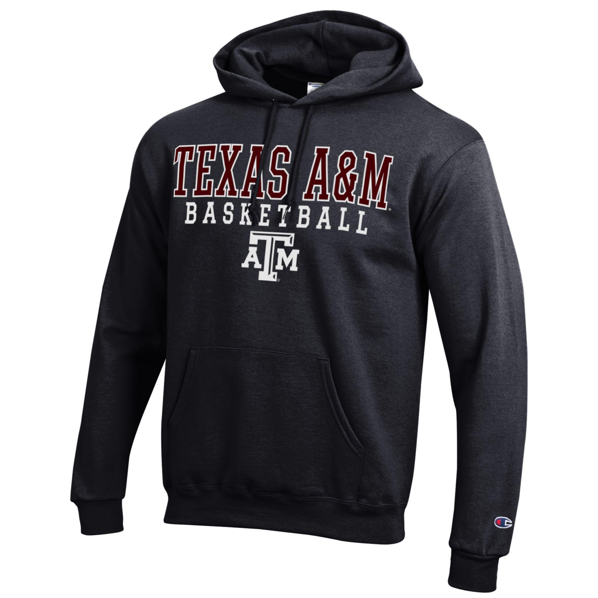 Men's Champion Black Texas A&M Aggies Basketball Stack Pullover Hoodie - Image 6